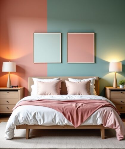 Idées originales pour peindre une chambre adulte en combinant deux couleurs