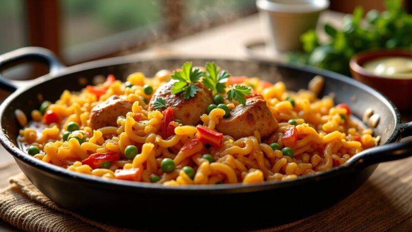 Fideuà au poulet : une recette maison simple et rapide à savourer
